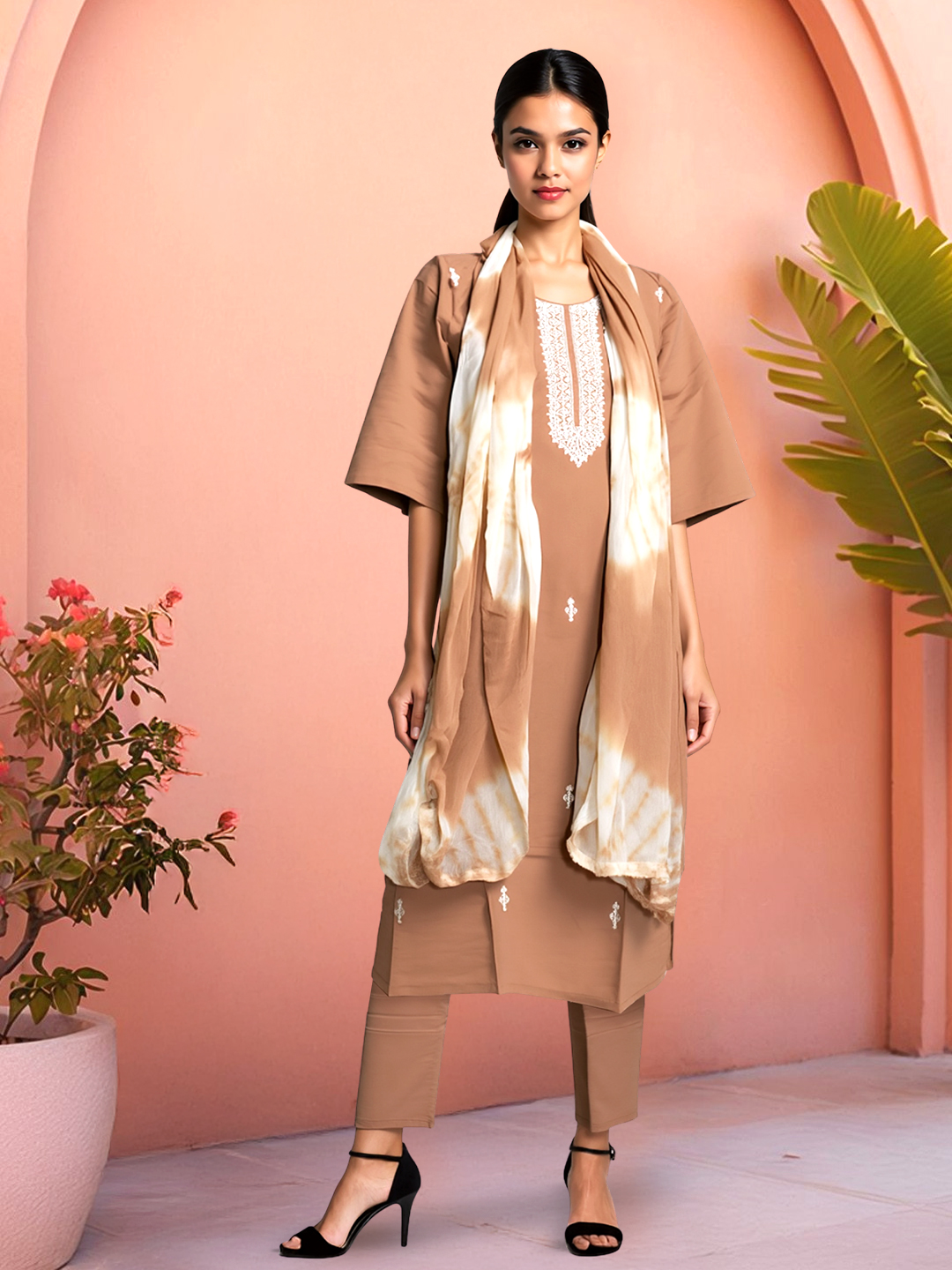 Picture of Simply Stunning Embroidered Kurta with Pant & Dupatta Set